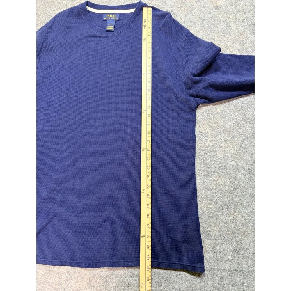 Polo Ralph Lauren Mens XL Blue Long Sleeve Cotton Thermal Waffle Knit‎ Shirt Top